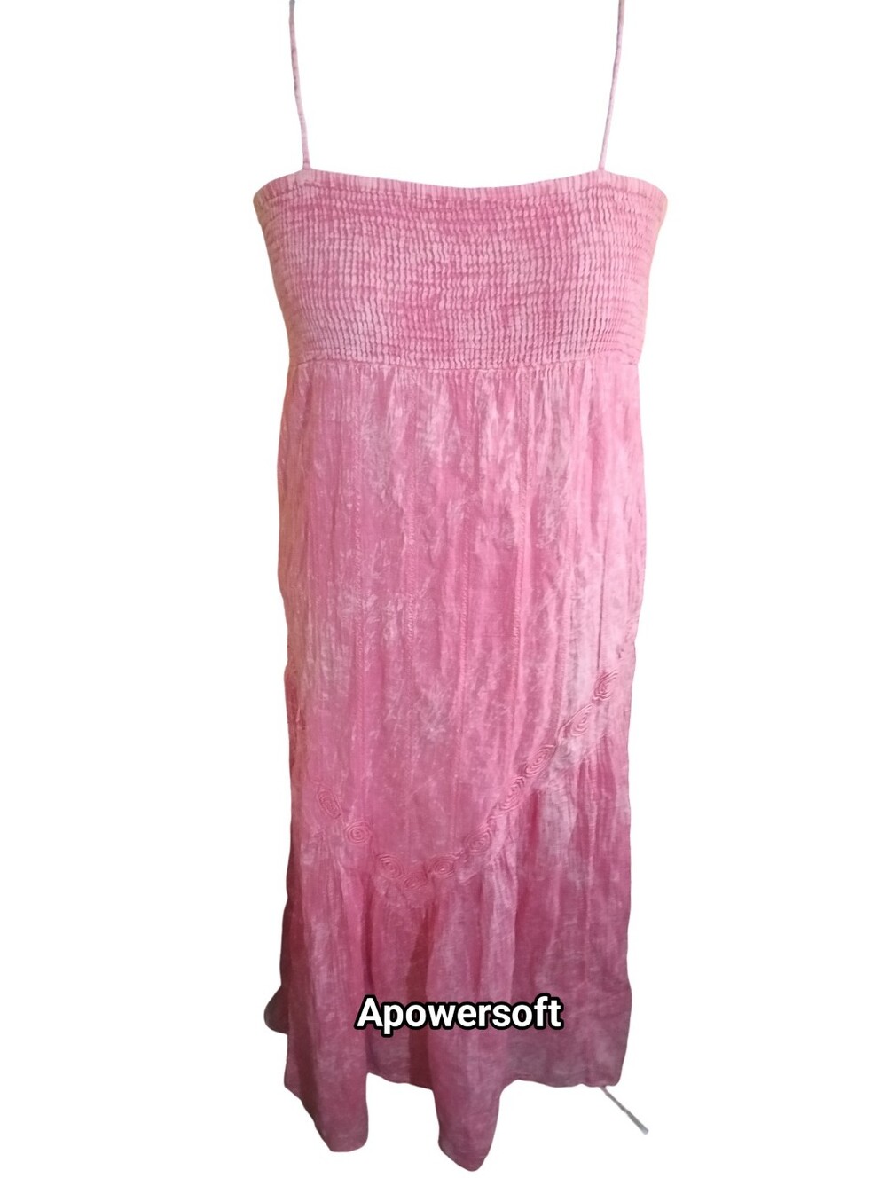Earthbound Trading Pink Crinkle Bias Cut Lined Dress Size L–XL